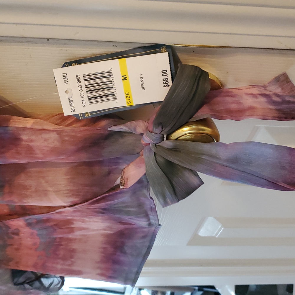 Democracy Side Tie Elbow Sleeve Tie Dye Top - Picture 3 of 12